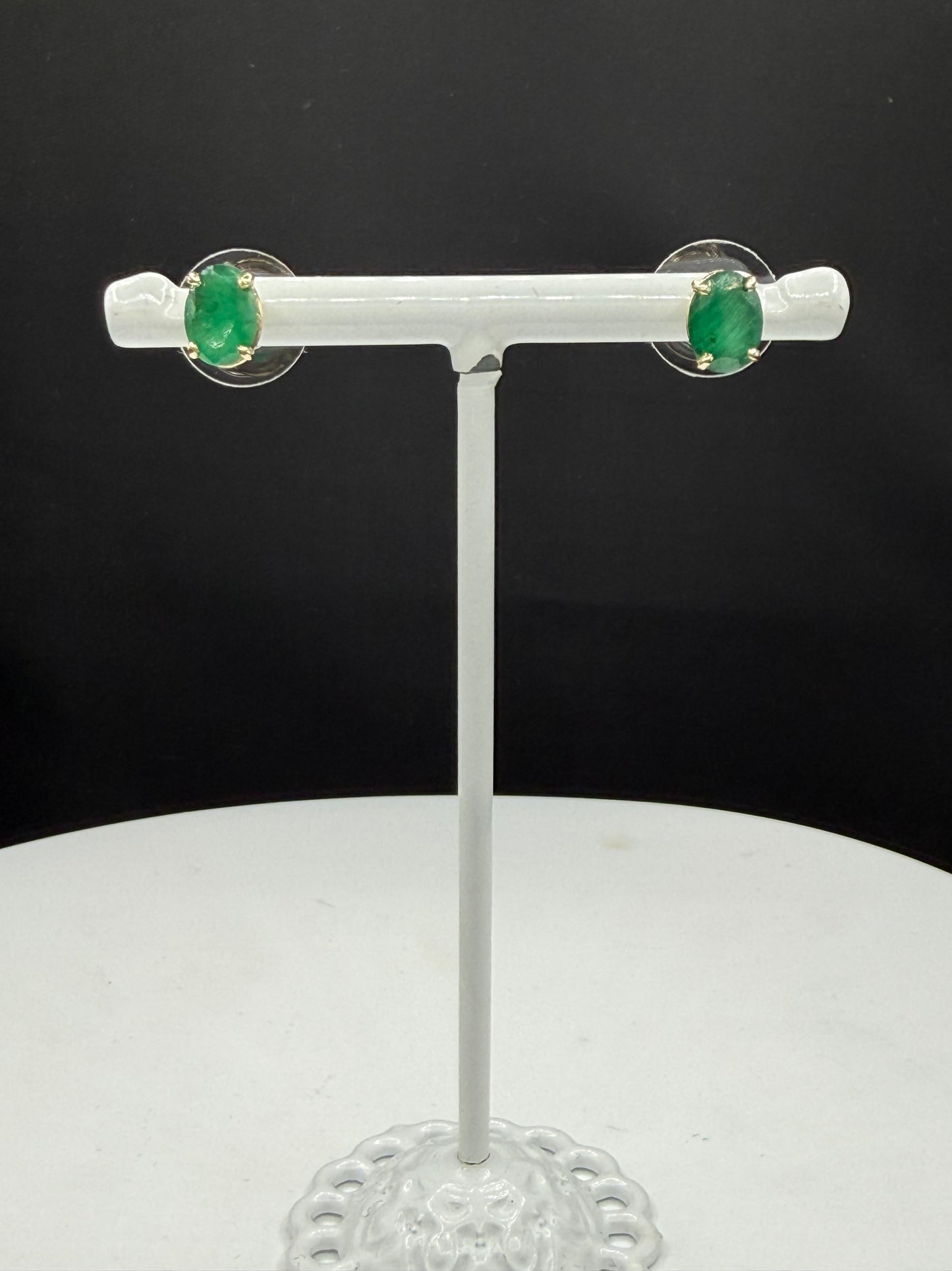 Natural Emerald 14k Yellow Gold Stud Earrings | 2.40 Carats