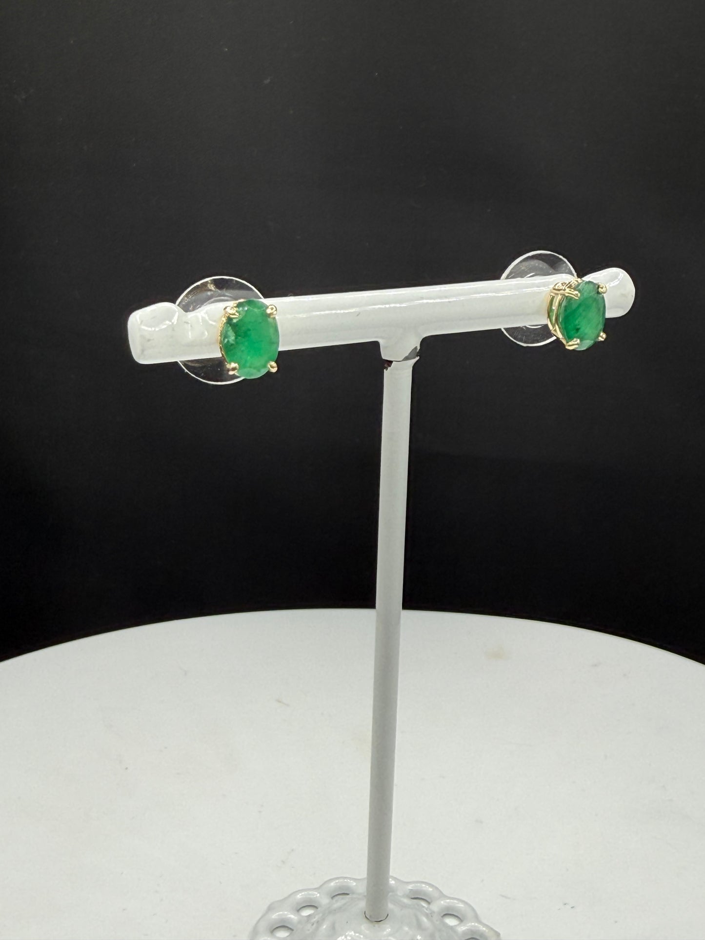 Natural Emerald 14k Yellow Gold Stud Earrings | 2.40 Carats