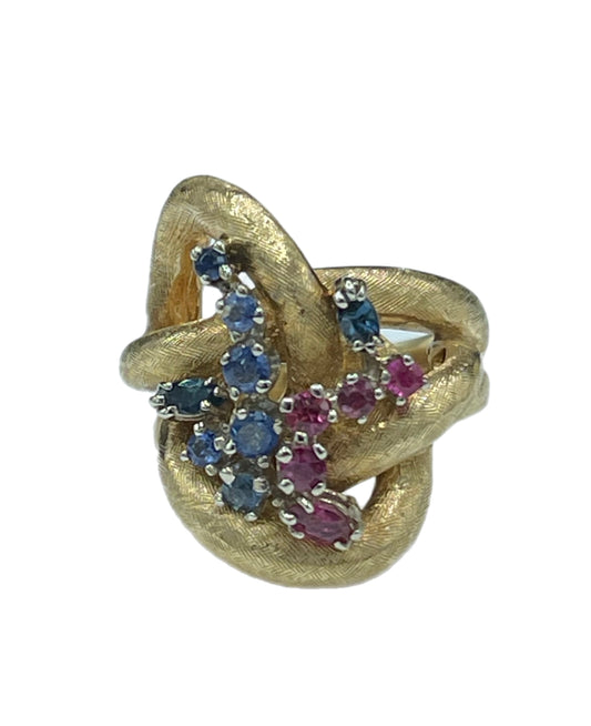 Untreated Ruby & Sapphire 14K Estate Ring (Size 8.5)