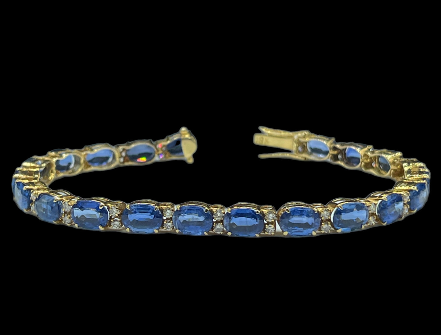 Natural Royal Blue Kyanite & Diamond Bracelet
