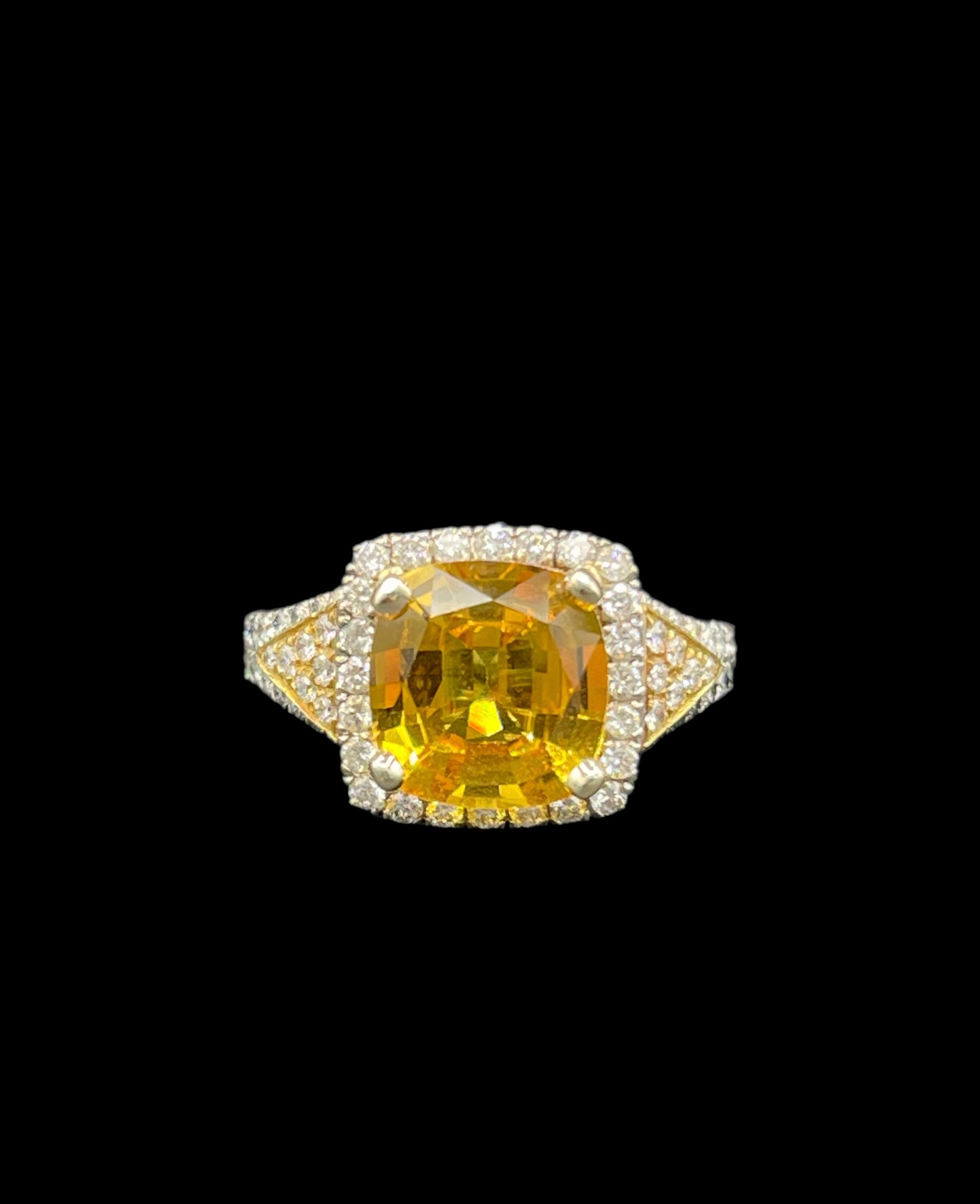 AGL Certified Natural 5.09 Carat Yellow Sapphire And Diamond Ring (Size 7.25)