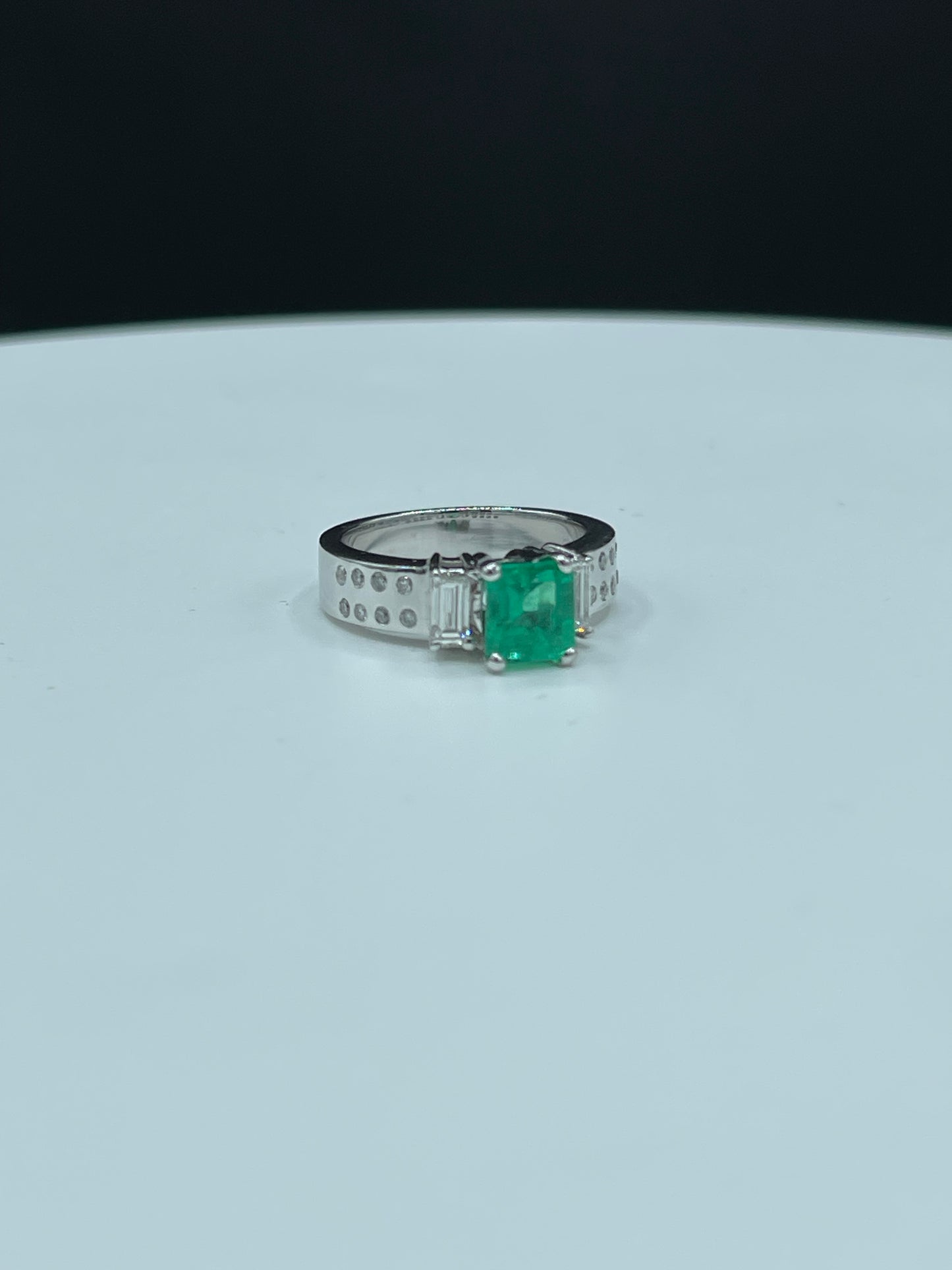 Natural Colombian Emerald & Diamond 14k Gold Engagement Ring (Size 6)