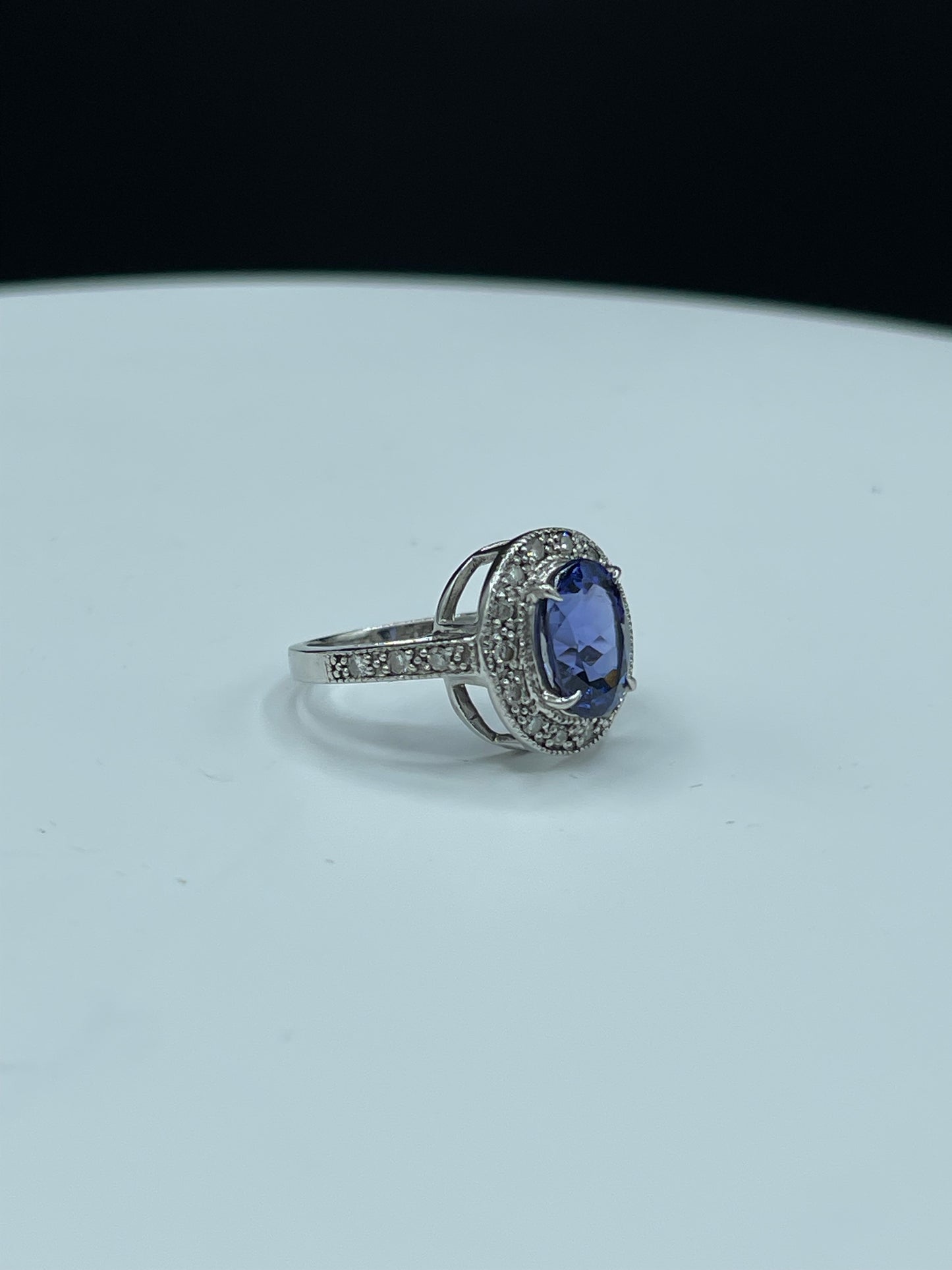 3.65 Carat AAA Natural Tanzanite & Diamond Platinum Ring (Size 5.5)