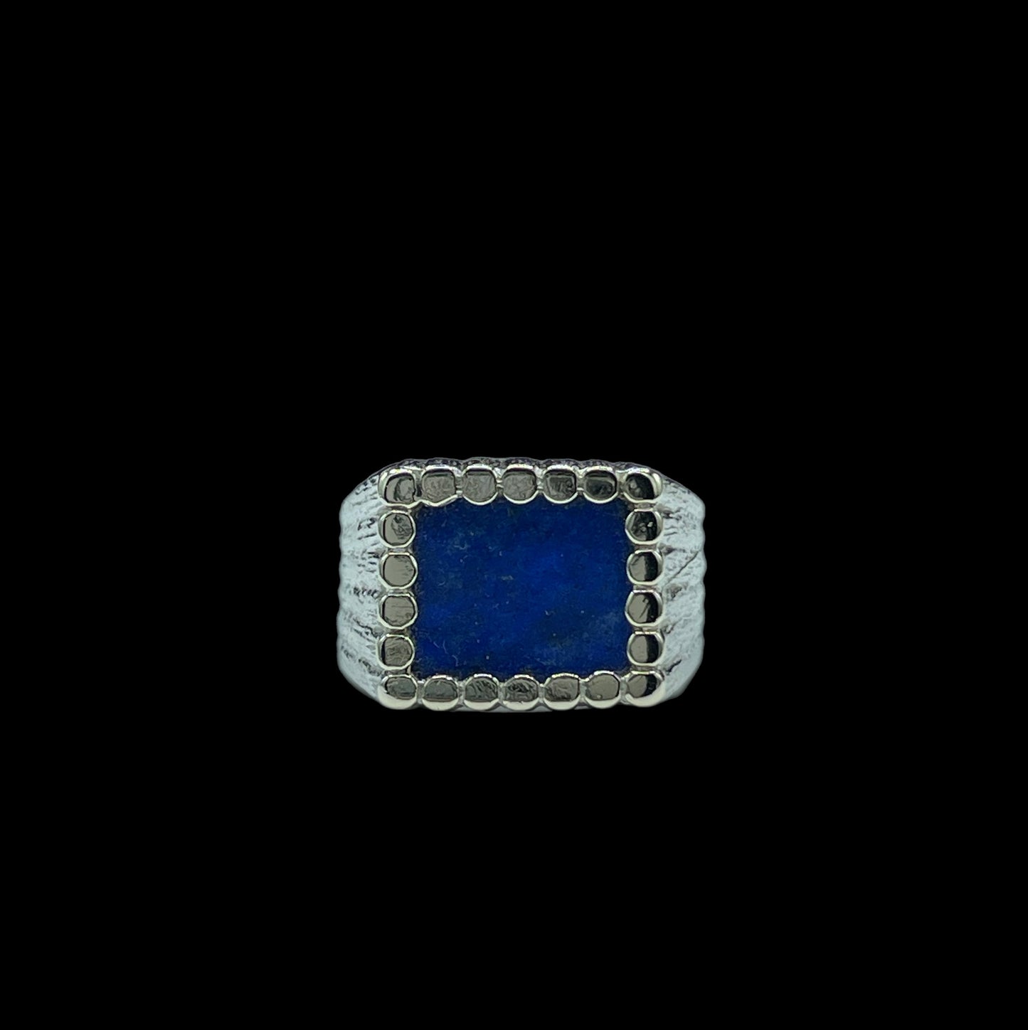 Handcrafted Lapis Lazuli 18K White Gold Vintage Ring (Size 10)
