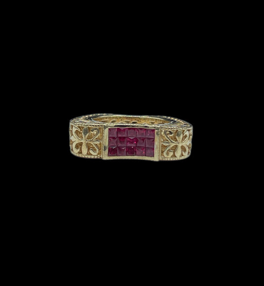 1.60 Carat Natural Burmese Ruby 14k Yellow Gold Handmade Designer Ring (Size 7)