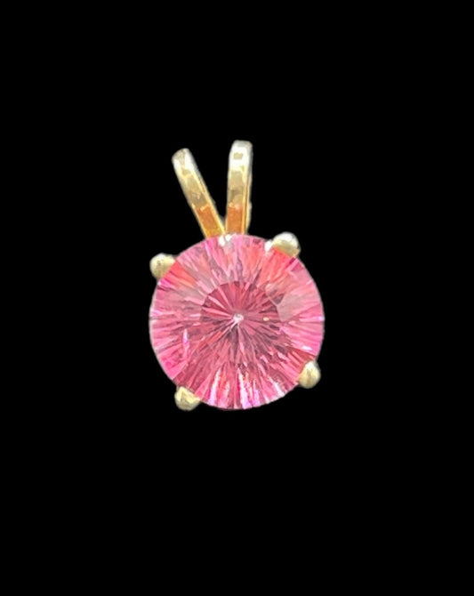 4.57 Carat Pink Mystic Topaz 14k Yellow Gold Pendant