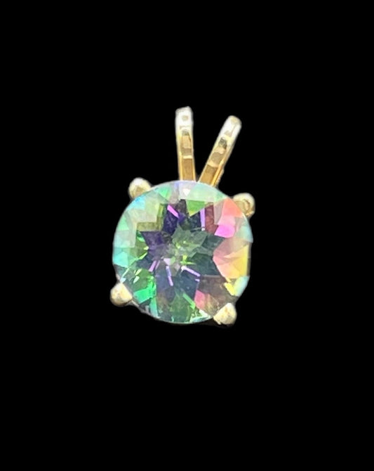 4.57 Carat Green Mystic Topaz 14k Yellow Gold Pendant