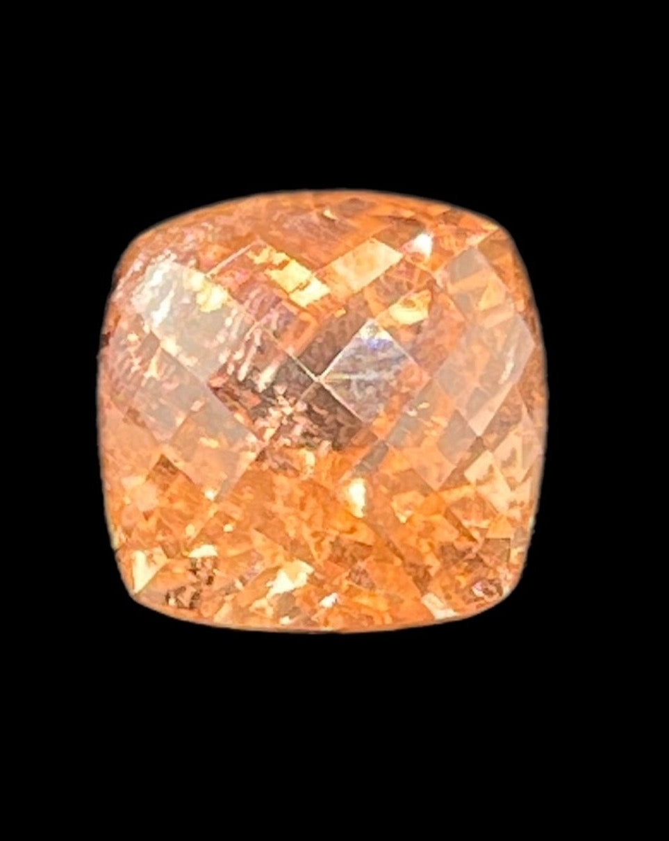 11.45 Carat Natural Sunset Orange Tourmaline Cushion Cut Loose Gemstone (12.8 x 12.8 x 10.2 MM)