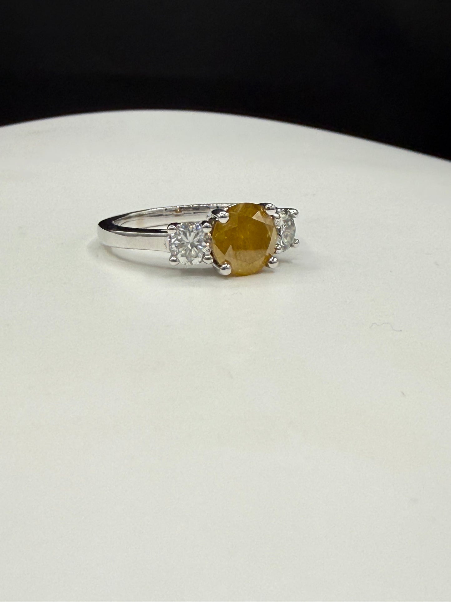 GIA Certified 1.75ct Fancy Intense Orange-Yellow Diamond Ring | 18K White Gold | 0.80 Ct White Diamond Accents | Size 7
