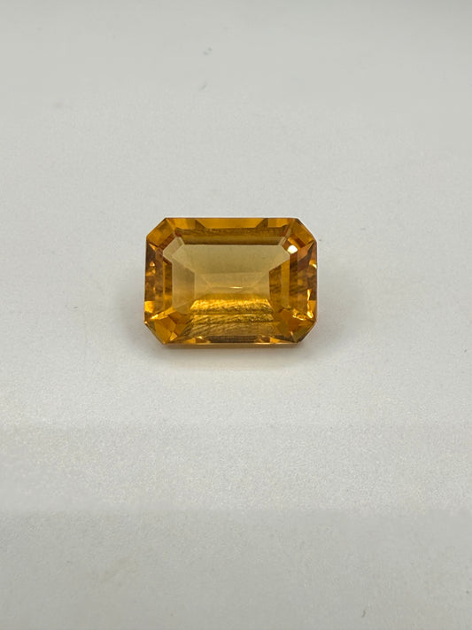 Natural 8.40 Carat Emerald Cut Citrine Gemstone | Flawless Golden Yellow Loose Gem | 14.75x10.87mm