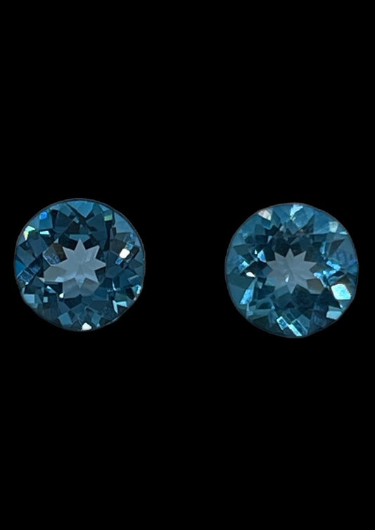 4.25 Carat Natural Blue Topaz Round Cut Matching Loose Gemstones (8 x 8 x 5 MM)