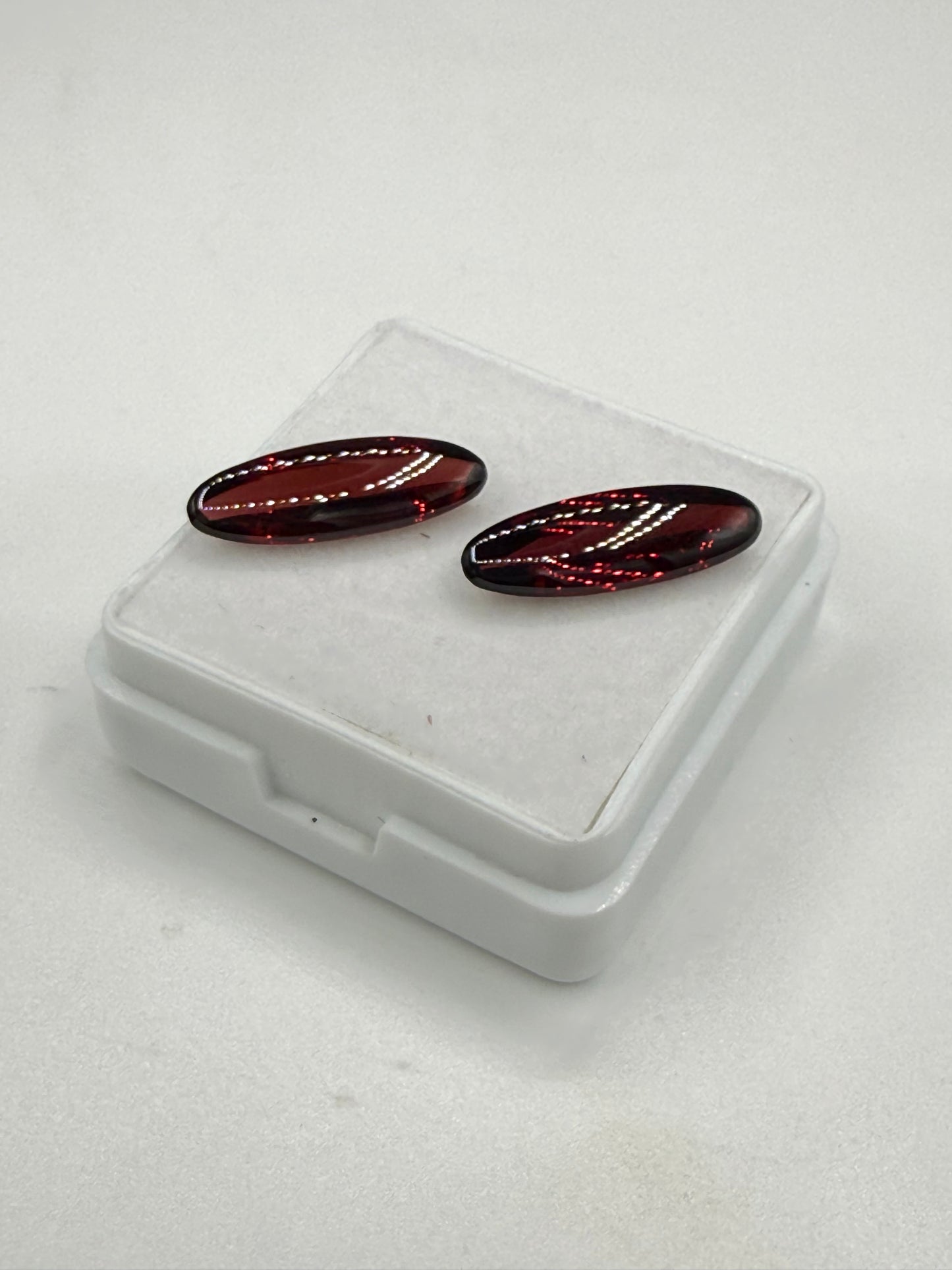 Natural Garnet Elongated Cabochon Pair – 4.40 Carats (15x5mm) | Matching Loose Gemstones for Custom Jewelry