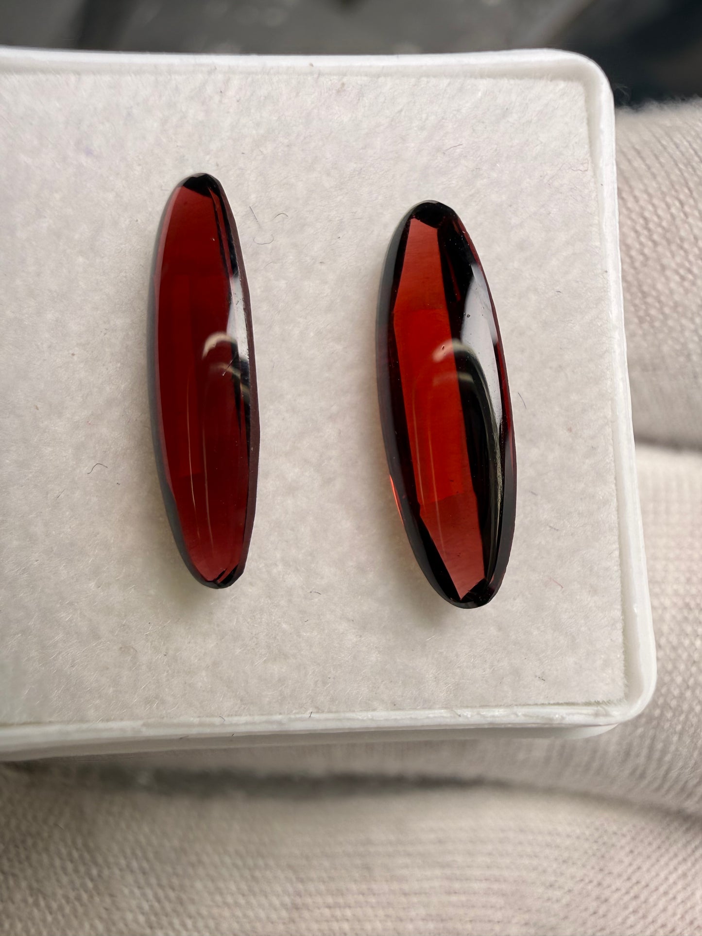 Natural Garnet Elongated Cabochon Pair – 4.40 Carats (15x5mm) | Matching Loose Gemstones for Custom Jewelry