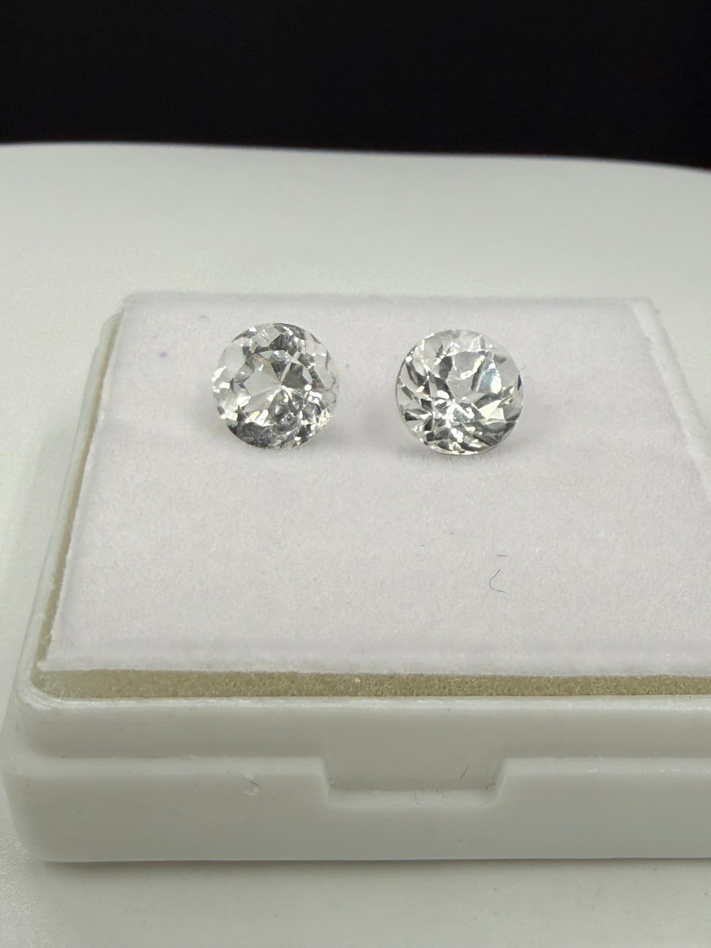 Natural White Spinel Round Cut Pair – 3.65 Carats Total (7.8mm)
