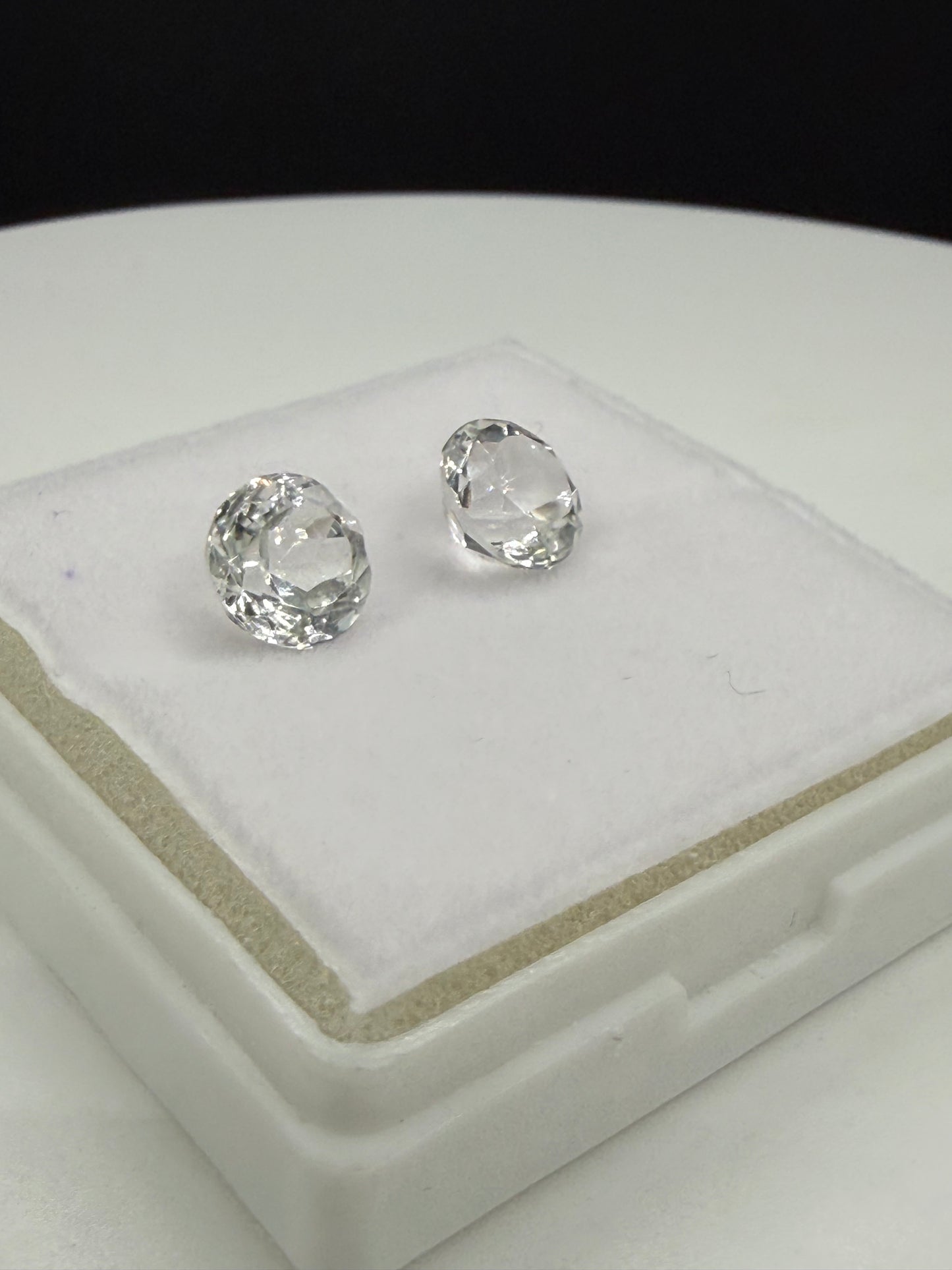 Natural White Spinel Round Cut Pair – 3.65 Carats Total (7.8mm)