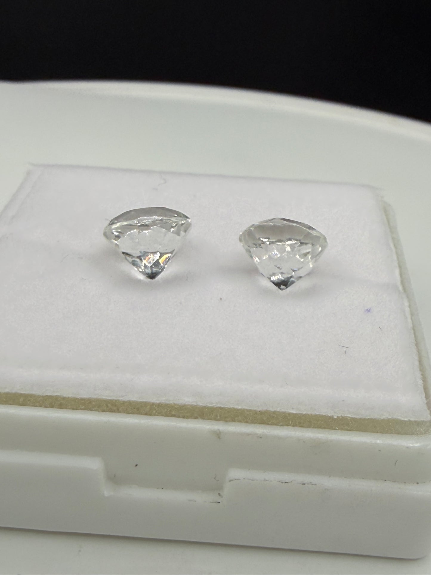 Natural White Spinel Round Cut Pair – 3.65 Carats Total (7.8mm)