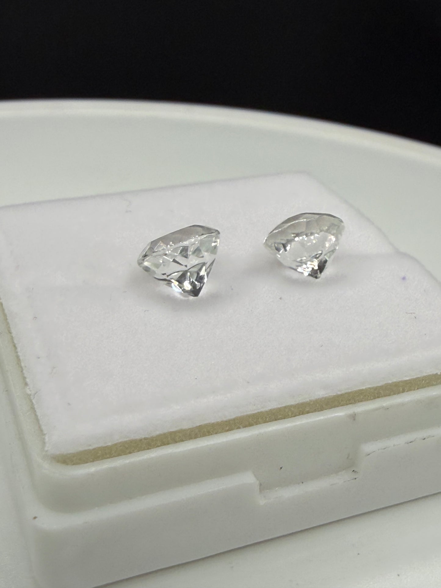 Natural White Spinel Round Cut Pair – 3.65 Carats Total (7.8mm)