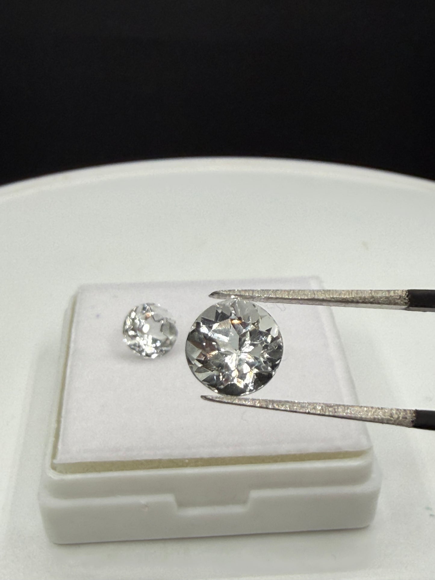 Natural White Spinel Round Cut Pair – 3.65 Carats Total (7.8mm)