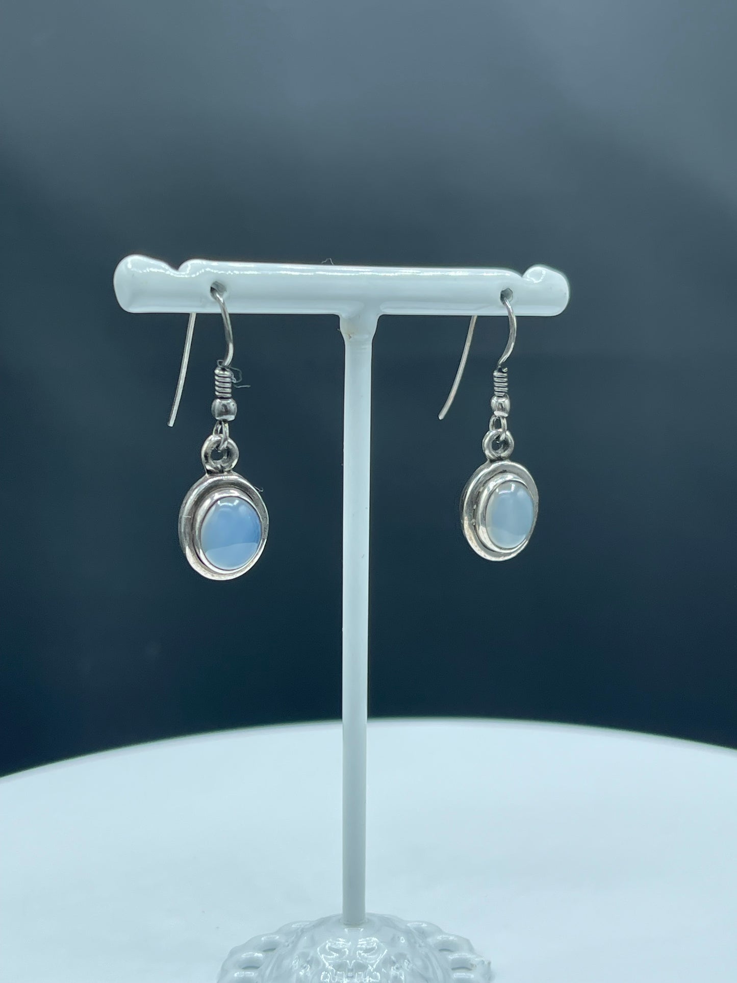 Natural Chalcedony Sterling Silver Dangle Earrings