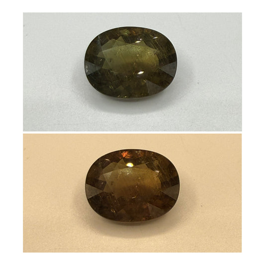 GIA Certified 19.76 Carat Natural Color Change Sapphire | No Heat | Oval Brilliant Step Cut