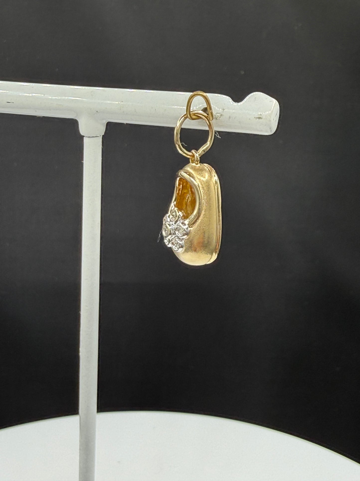 Elegant 14K Yellow Gold Shoe Pendant with Natural Diamonds