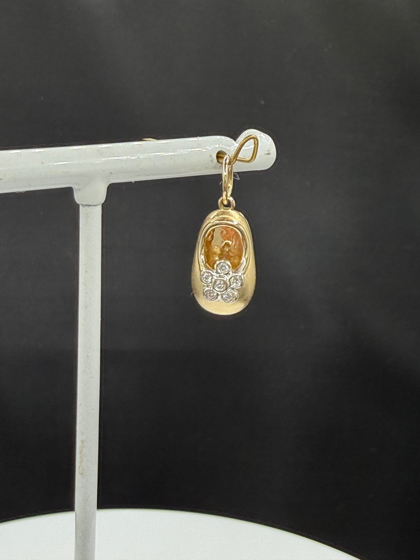 Elegant 14K Yellow Gold Shoe Pendant with Natural Diamonds