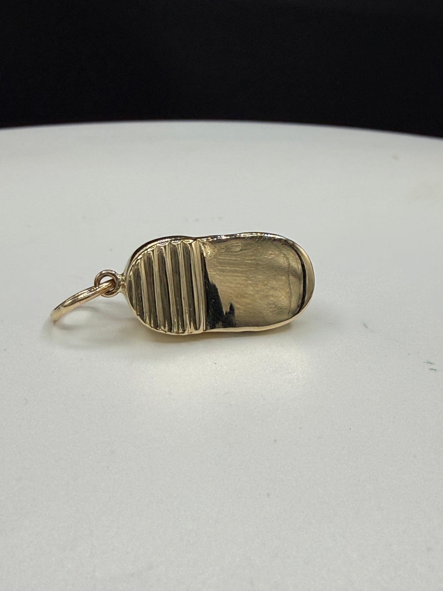 14K Solid Yellow Gold Baby Shoe Pendant with Natural Diamonds