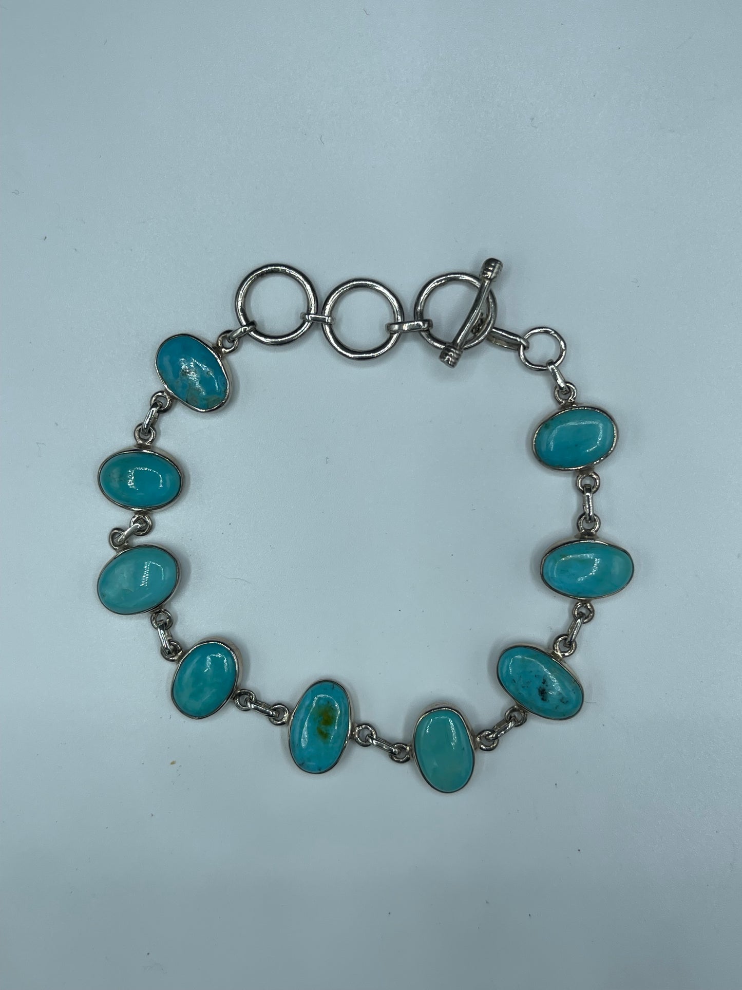 Natural Turquoise Sterling Silver Adjustable Bracelet