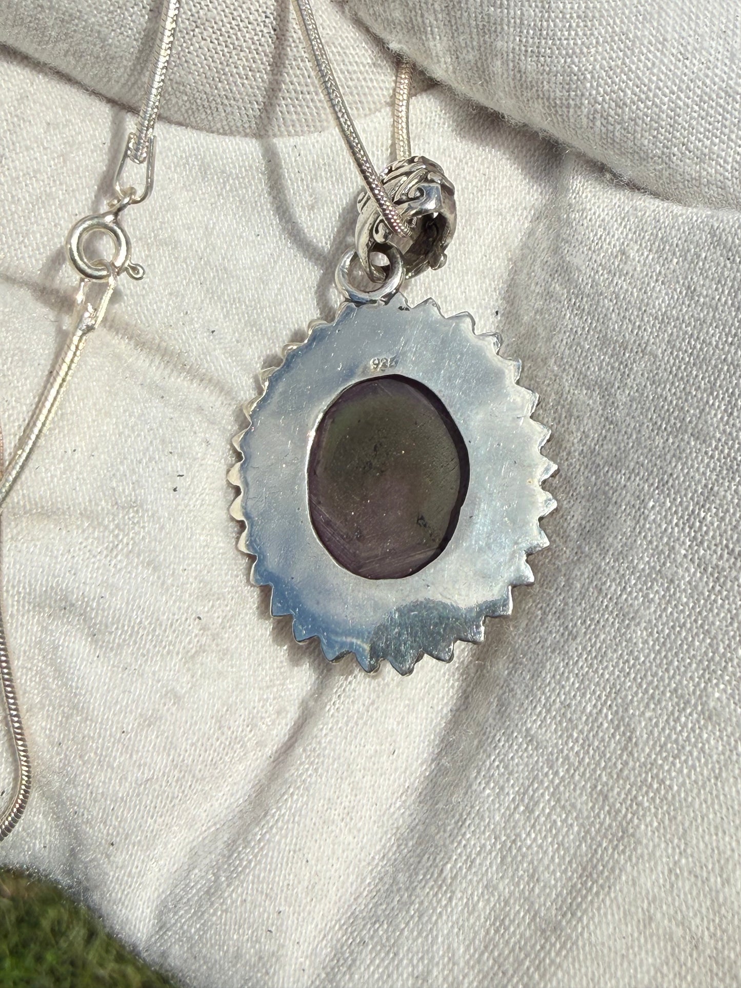 Natural Purple Star Sapphire Sterling Silver Pendant & Necklace | 16 Inches | 23 Carats