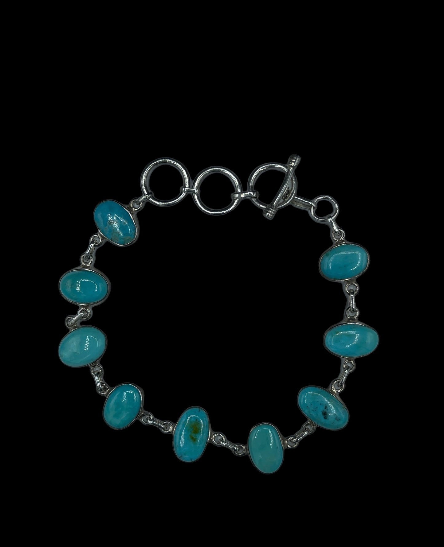 Natural Turquoise Sterling Silver Adjustable Bracelet