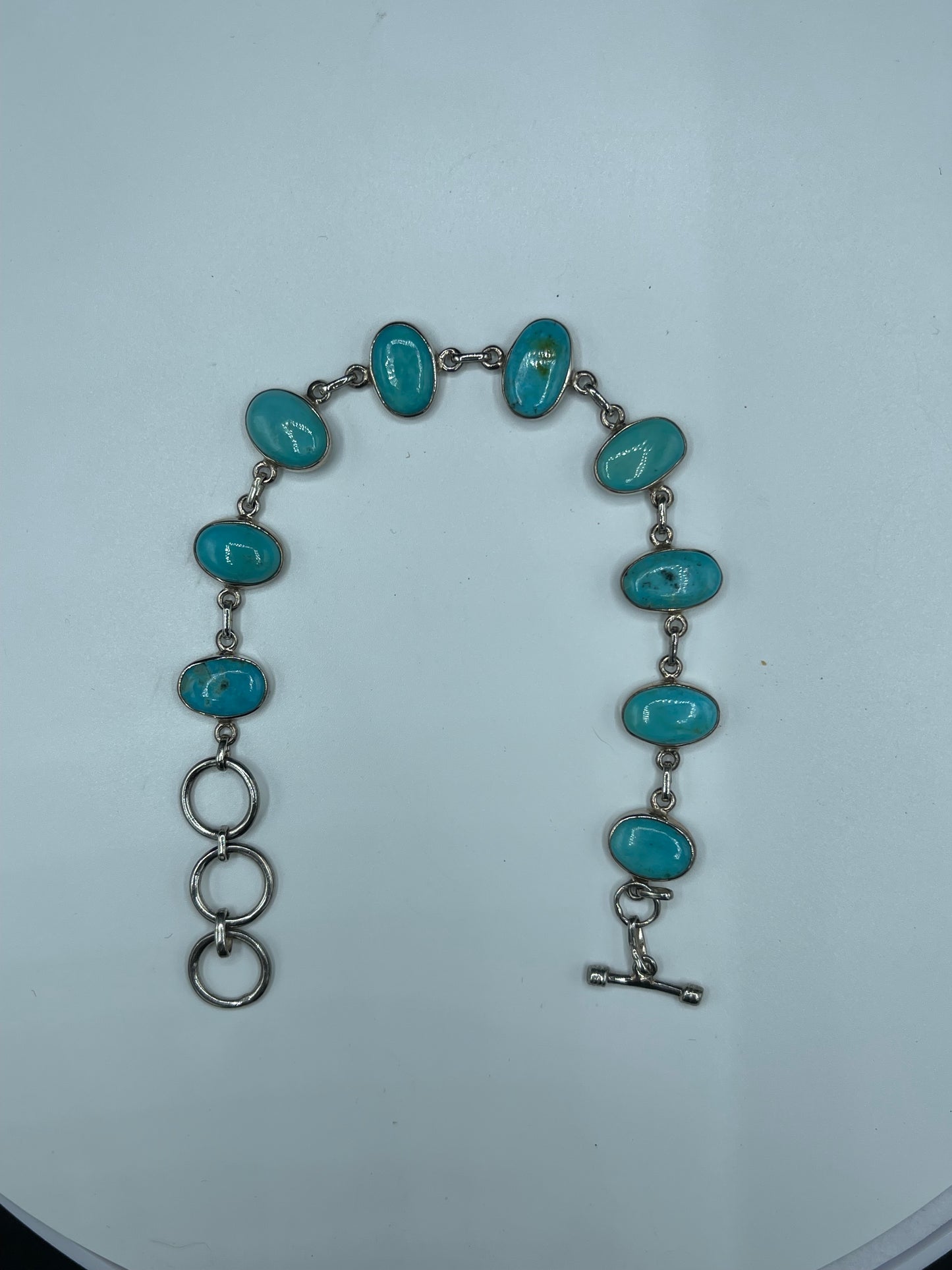 Natural Turquoise Sterling Silver Adjustable Bracelet