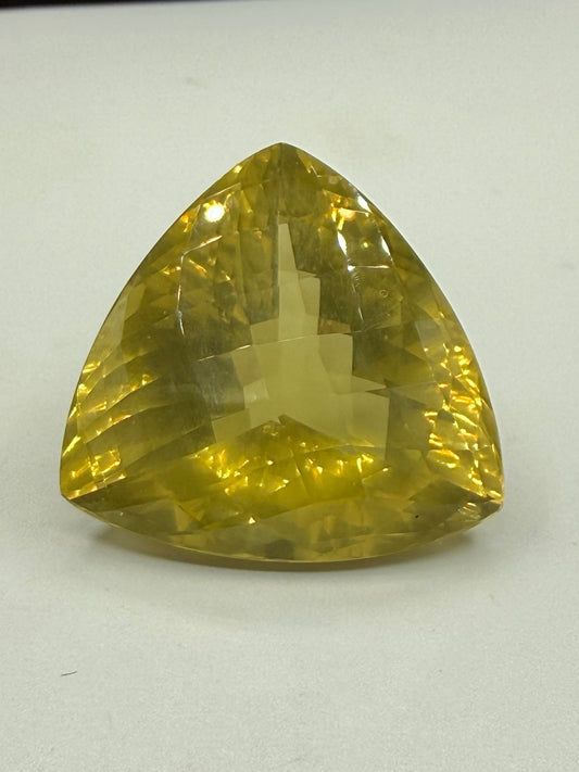37.91 Carat Natural Ouro Verde Quartz Trillion Checkerboard Cut Loose Gemstone | 24.35 x 23.92 MM