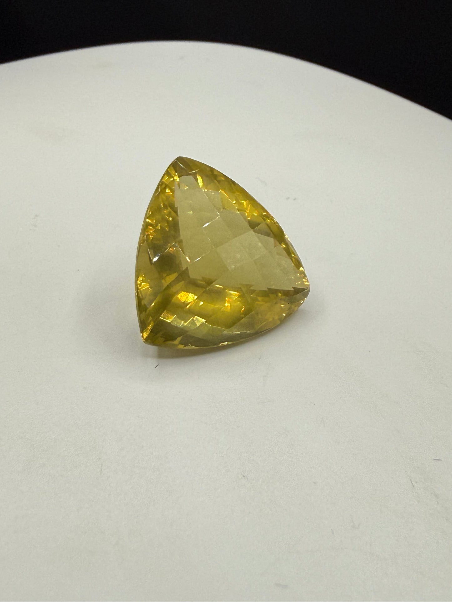 37.91 Carat Natural Ouro Verde Quartz Trillion Checkerboard Cut Loose Gemstone | 24.35 x 23.92 MM