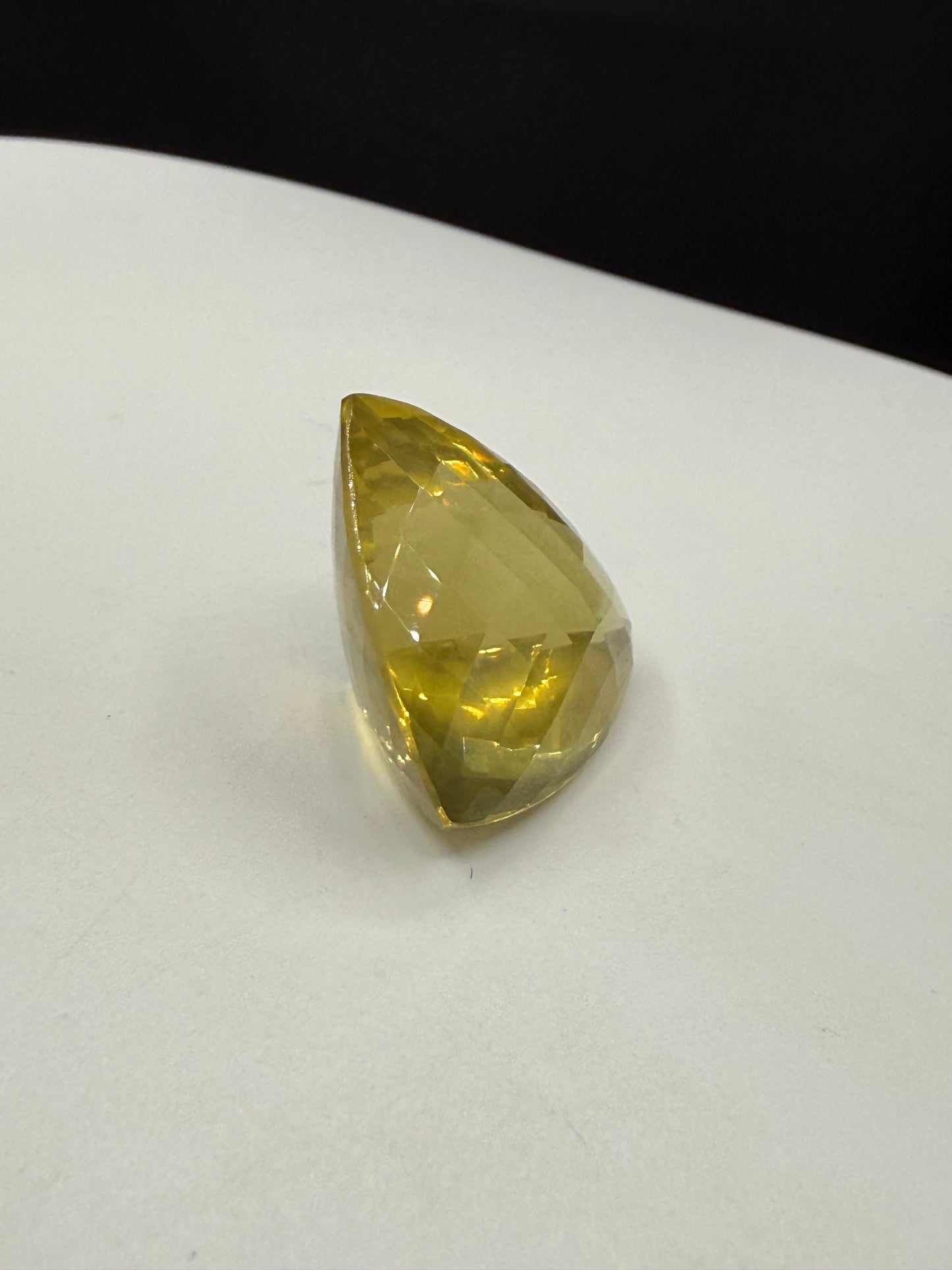 37.91 Carat Natural Ouro Verde Quartz Trillion Checkerboard Cut Loose Gemstone | 24.35 x 23.92 MM