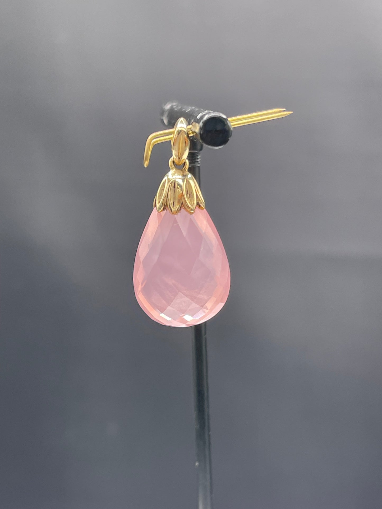 Natural Rose Quartz 14k Yellow Gold Pendant