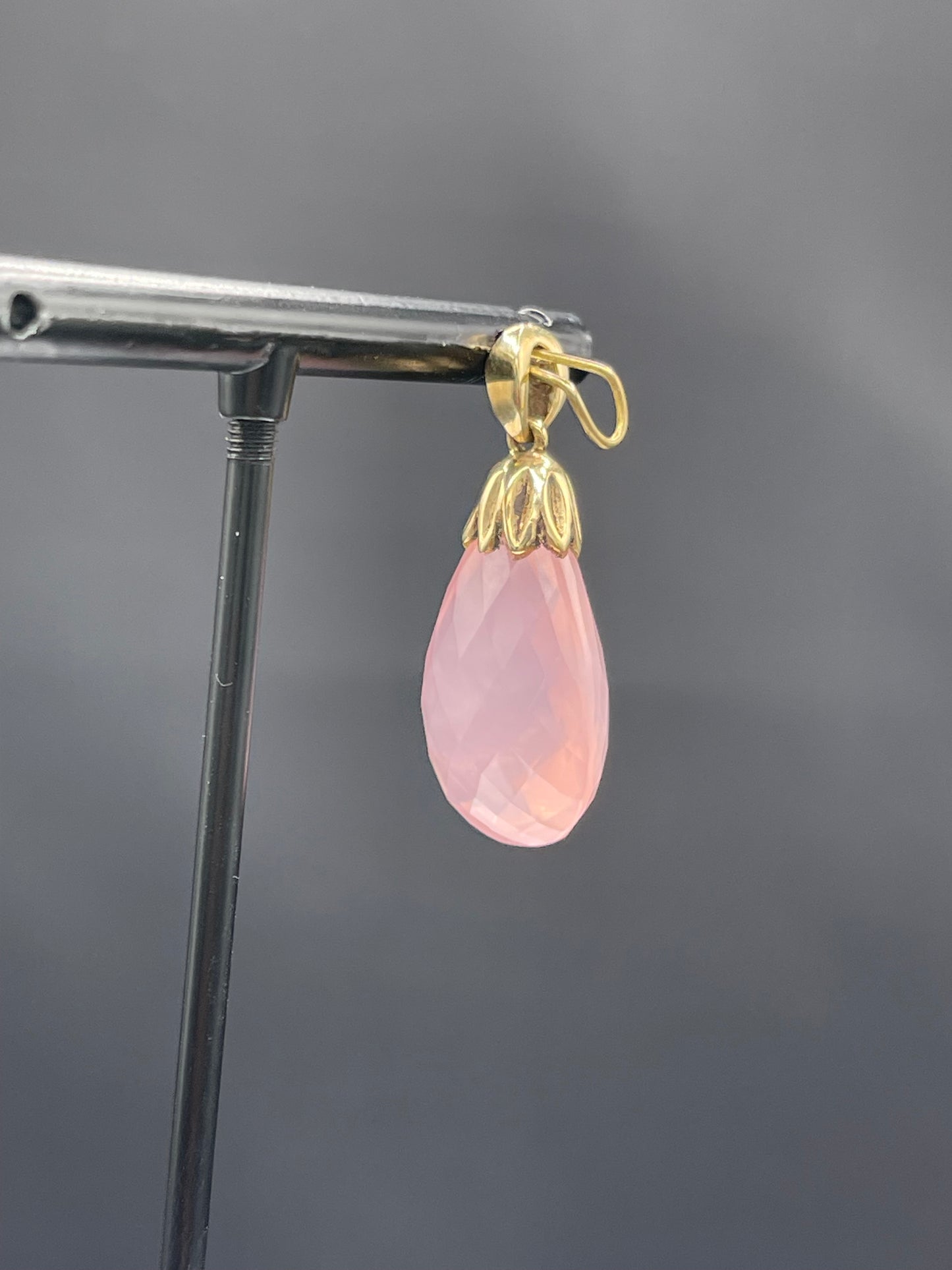 Natural Rose Quartz 14k Yellow Gold Pendant