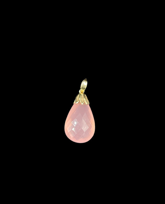 Natural Rose Quartz 14k Yellow Gold Pendant