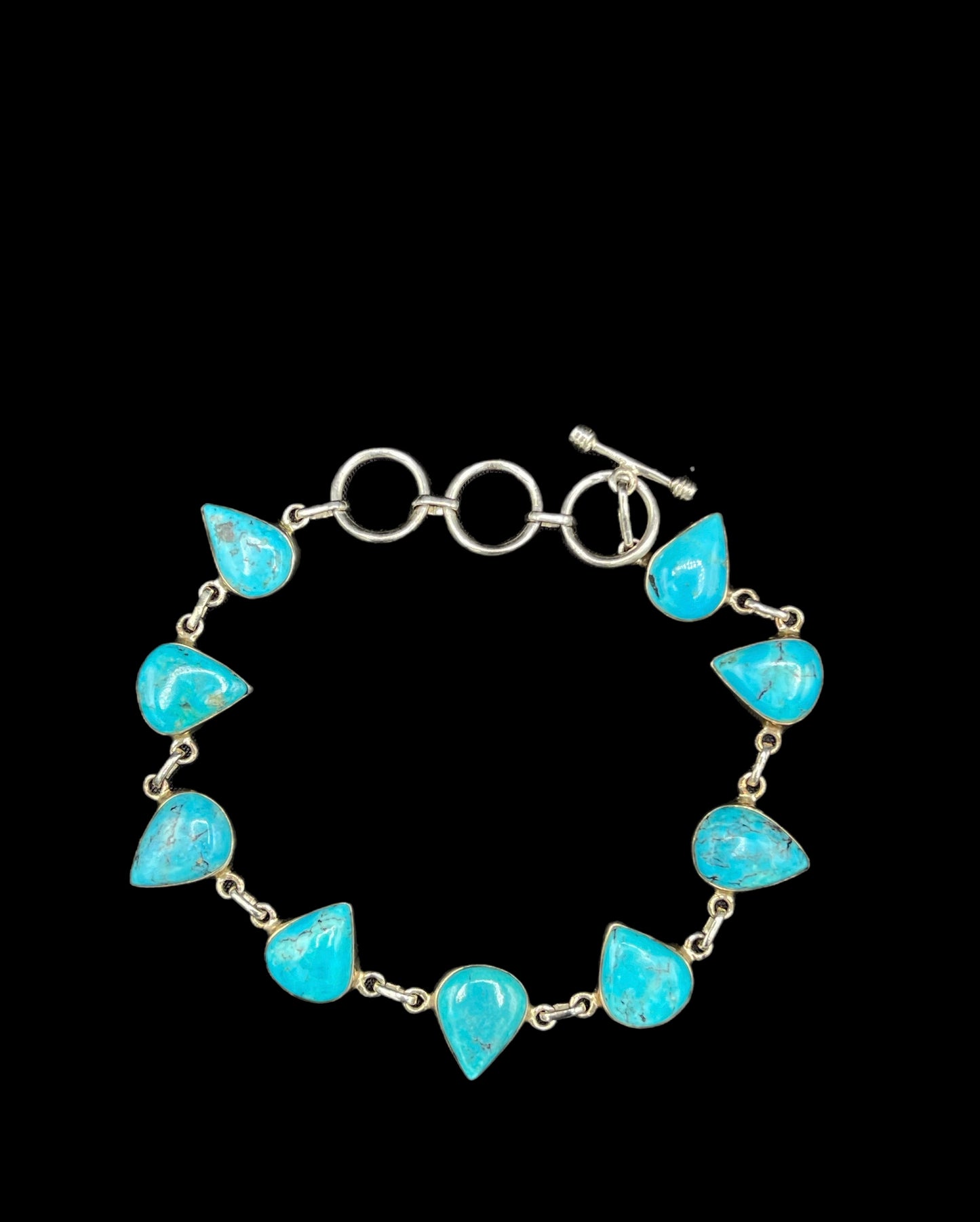 Natural Turquoise Sterling Silver Adjustable Bracelet