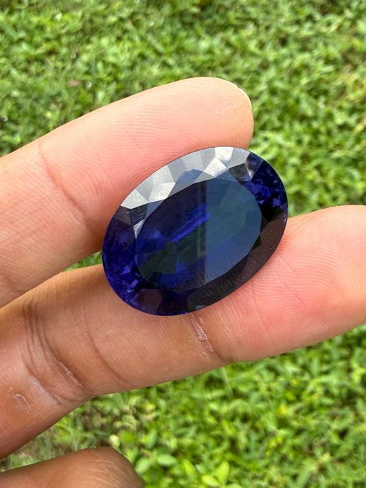 43.69 Carat GIA Certified Natural Iolite Gem | Museum Quality Deep Blue Violet Water Sapphire | 27.06x19.38mm Flawless Collector’s Gemstone