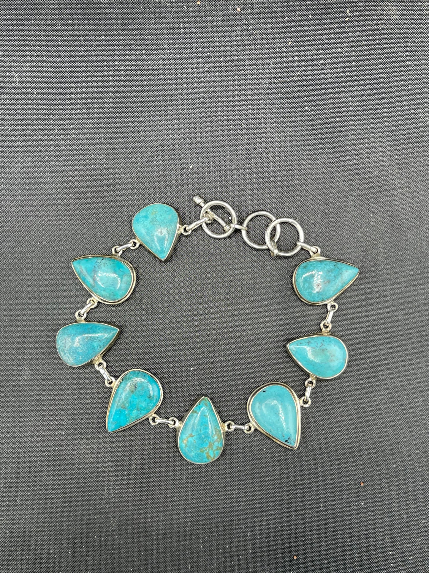 Natural Turquoise Sterling Silver Adjustable Bracelet