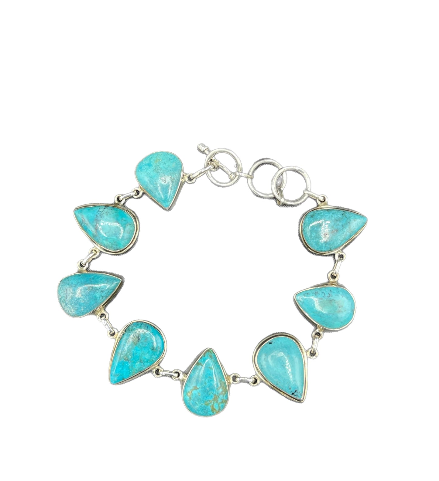 Natural Turquoise Sterling Silver Adjustable Bracelet