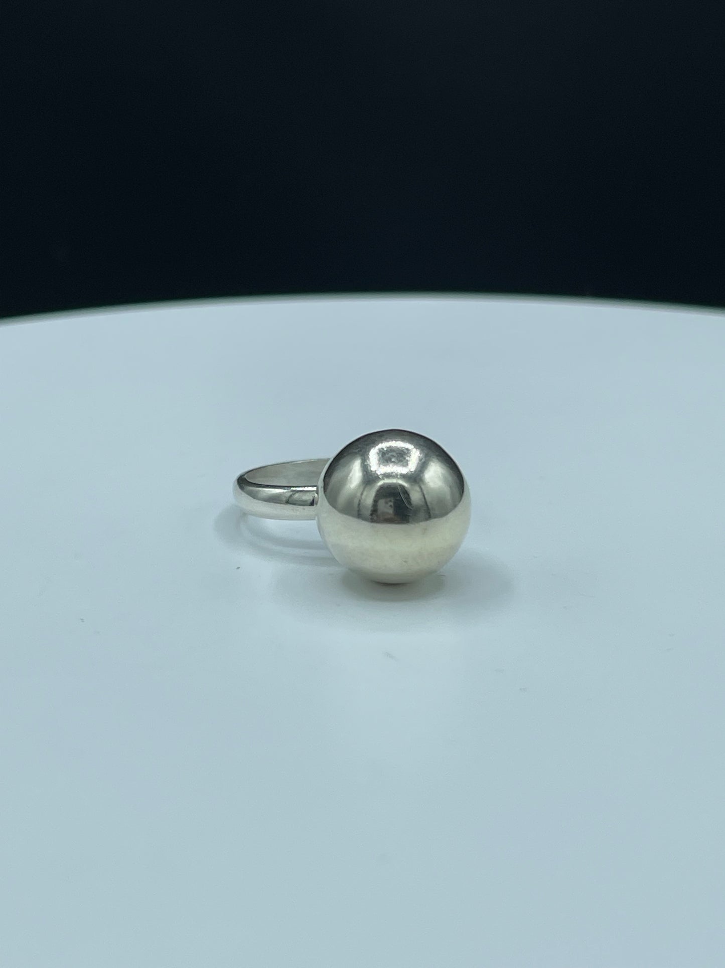 Solid Sterling Silver Ball Ring (Size 8)