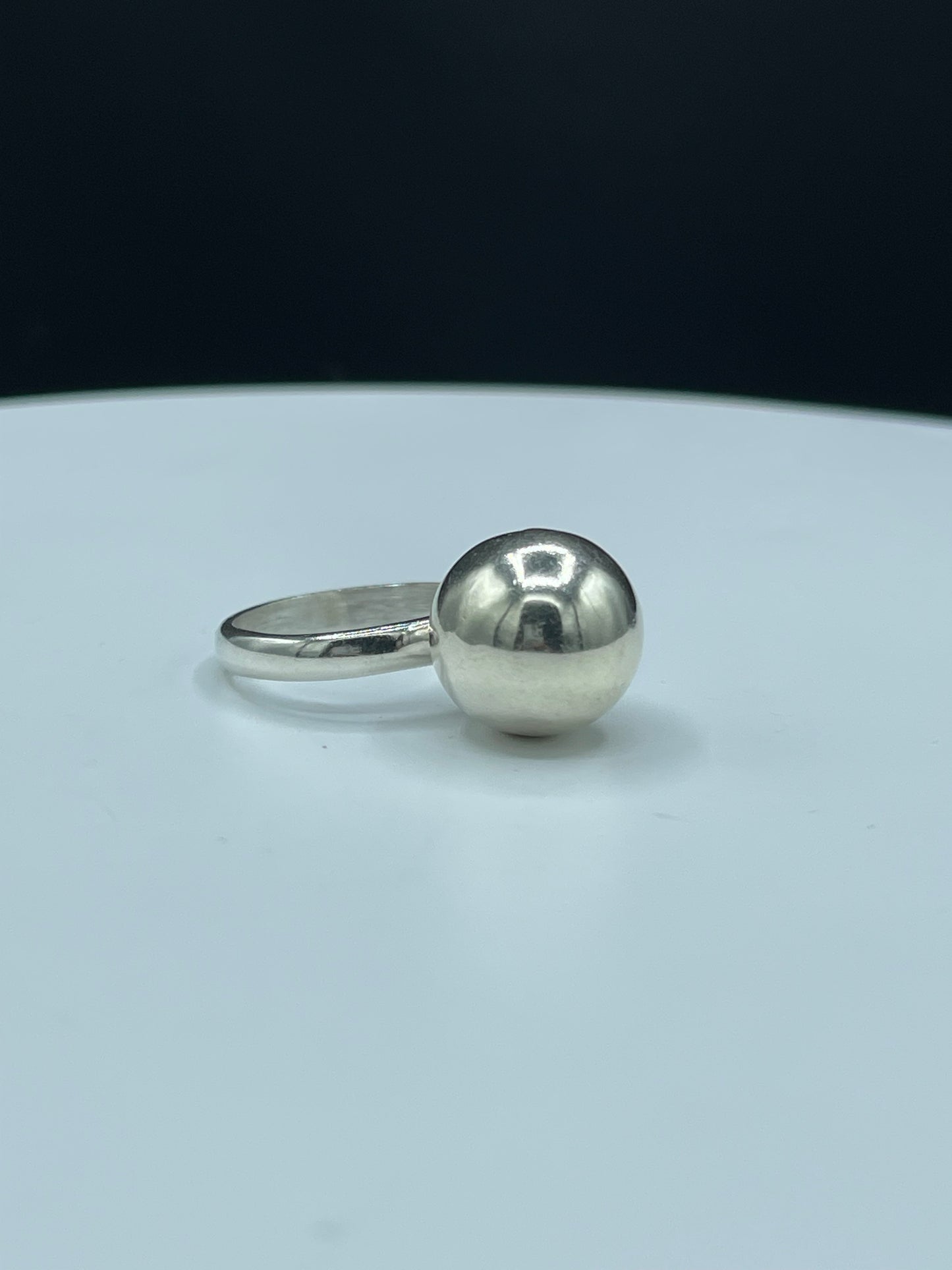 Solid Sterling Silver Ball Ring (Size 8)