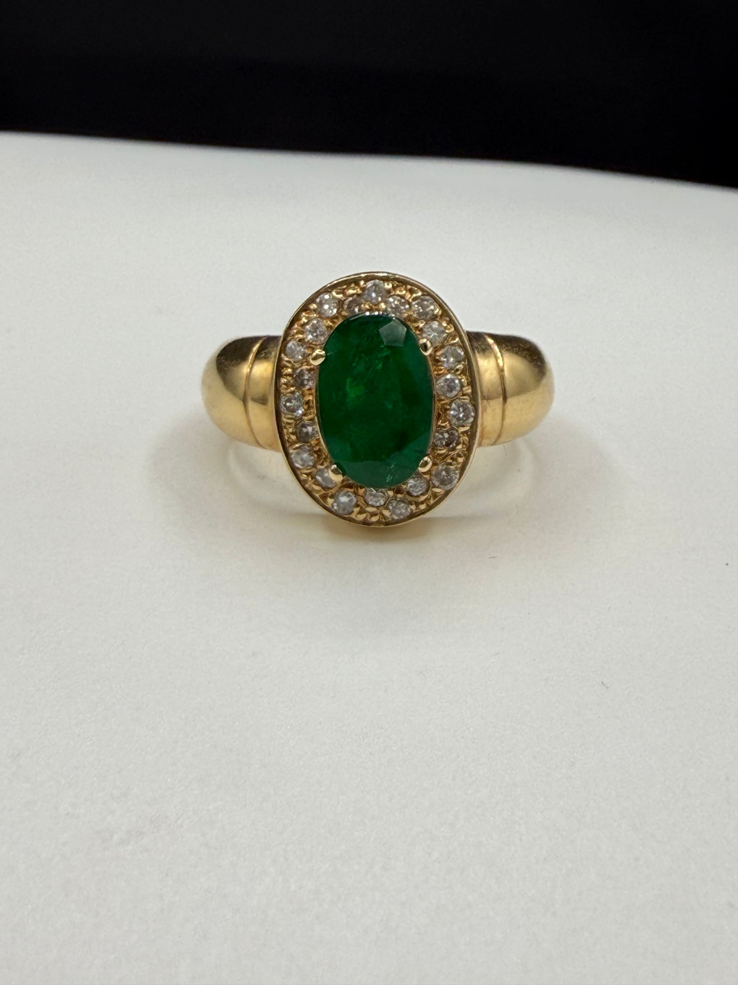 Natural 2.39 Ct Emerald & Diamond 18K Yellow Gold Ring (Size 7.5)