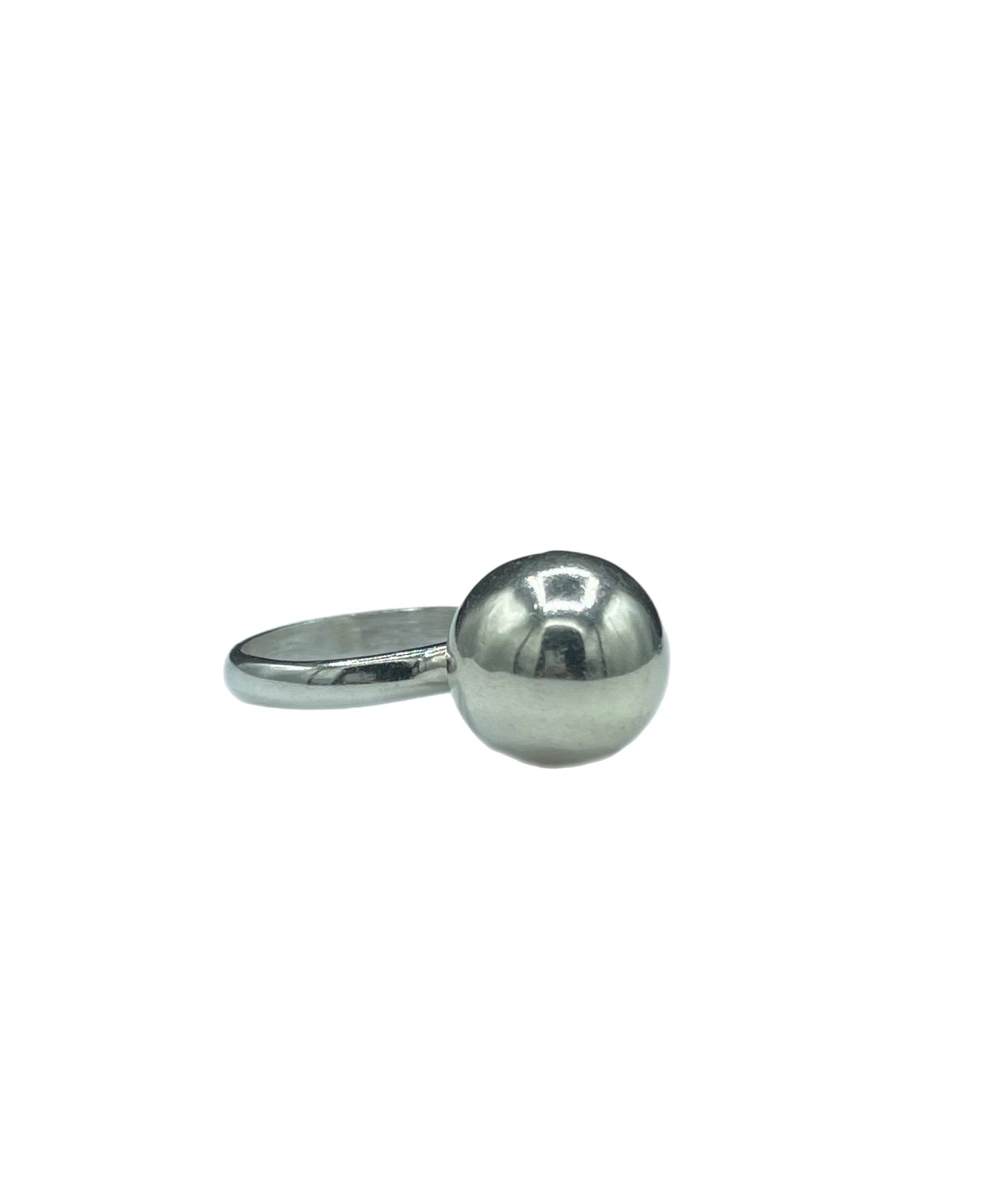 Solid Sterling Silver Ball Ring (Size 8)