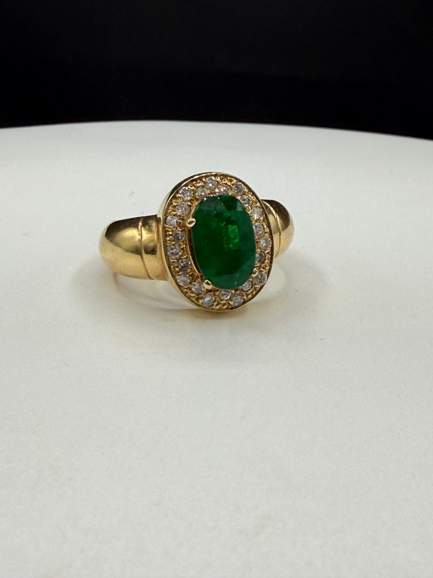 Natural 2.39 Ct Emerald & Diamond 18K Yellow Gold Ring (Size 7.5)