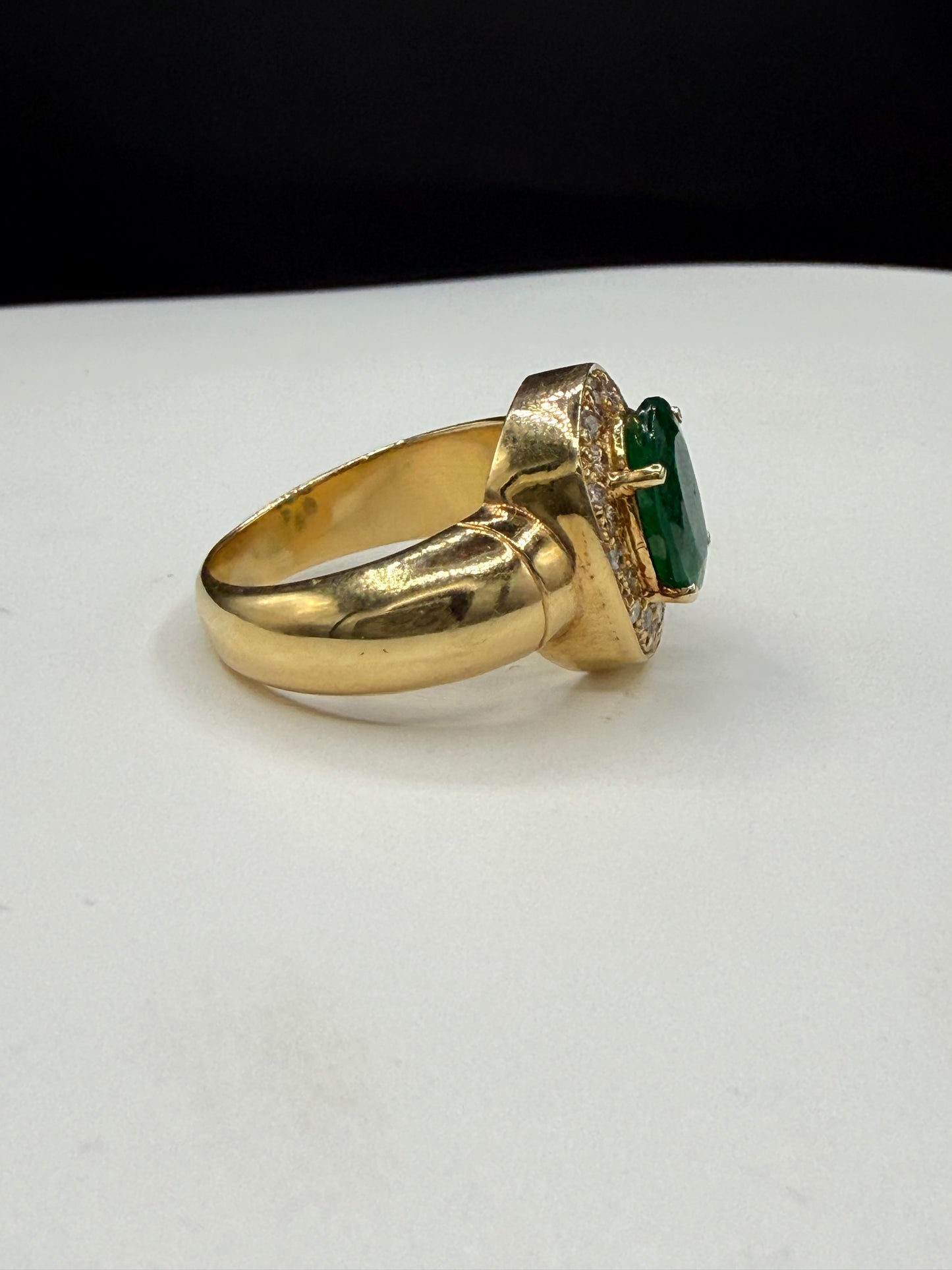 Natural 2.39 Ct Emerald & Diamond 18K Yellow Gold Ring (Size 7.5)