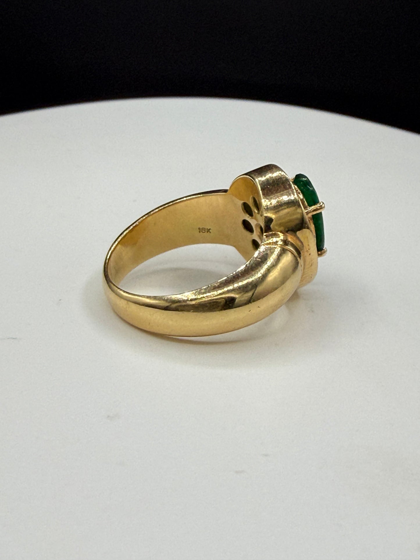 Natural 2.39 Ct Emerald & Diamond 18K Yellow Gold Ring (Size 7.5)