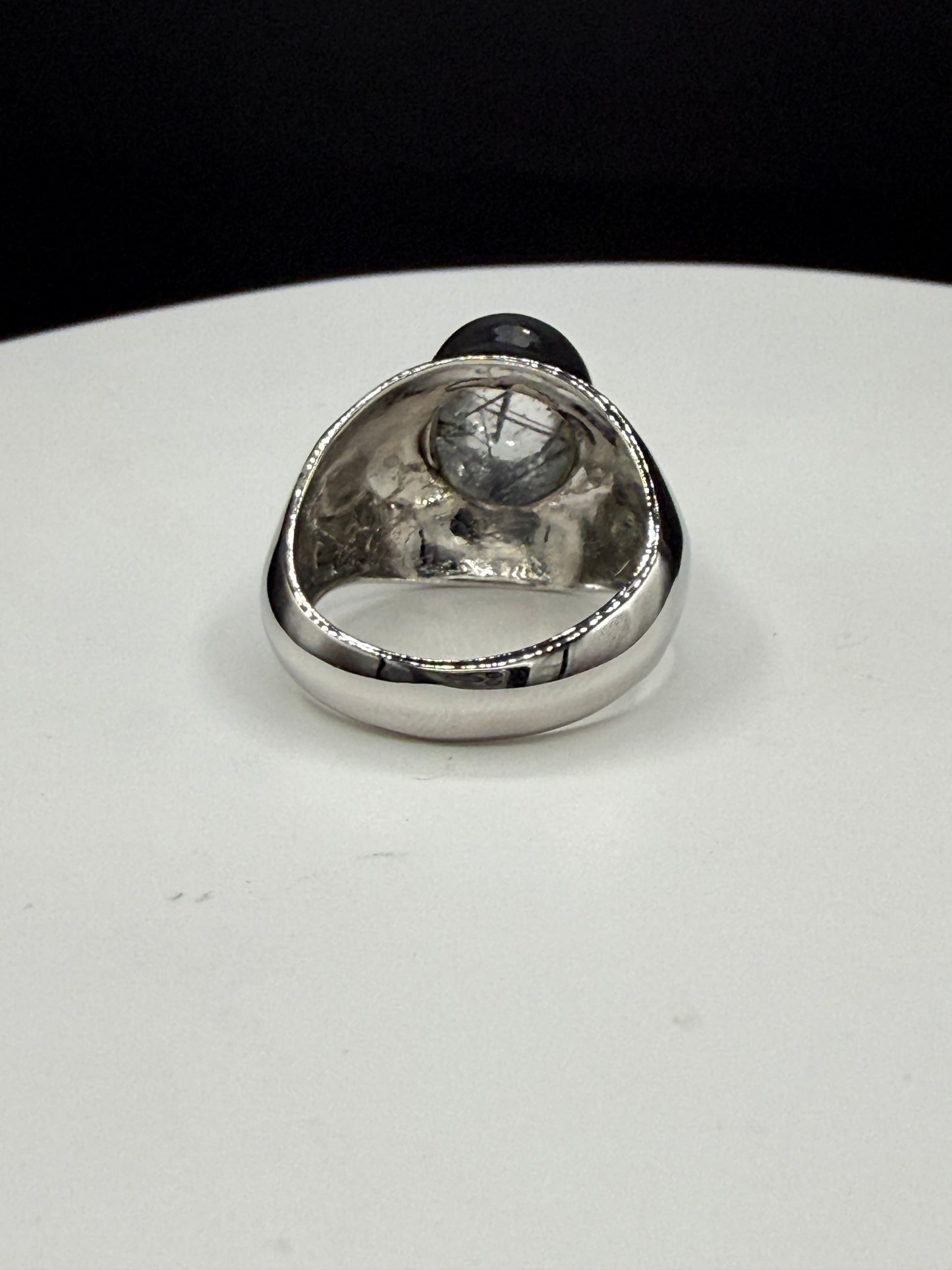 Natural Tourmalated Quartz Sterling Silver Ring (Size 8.75)