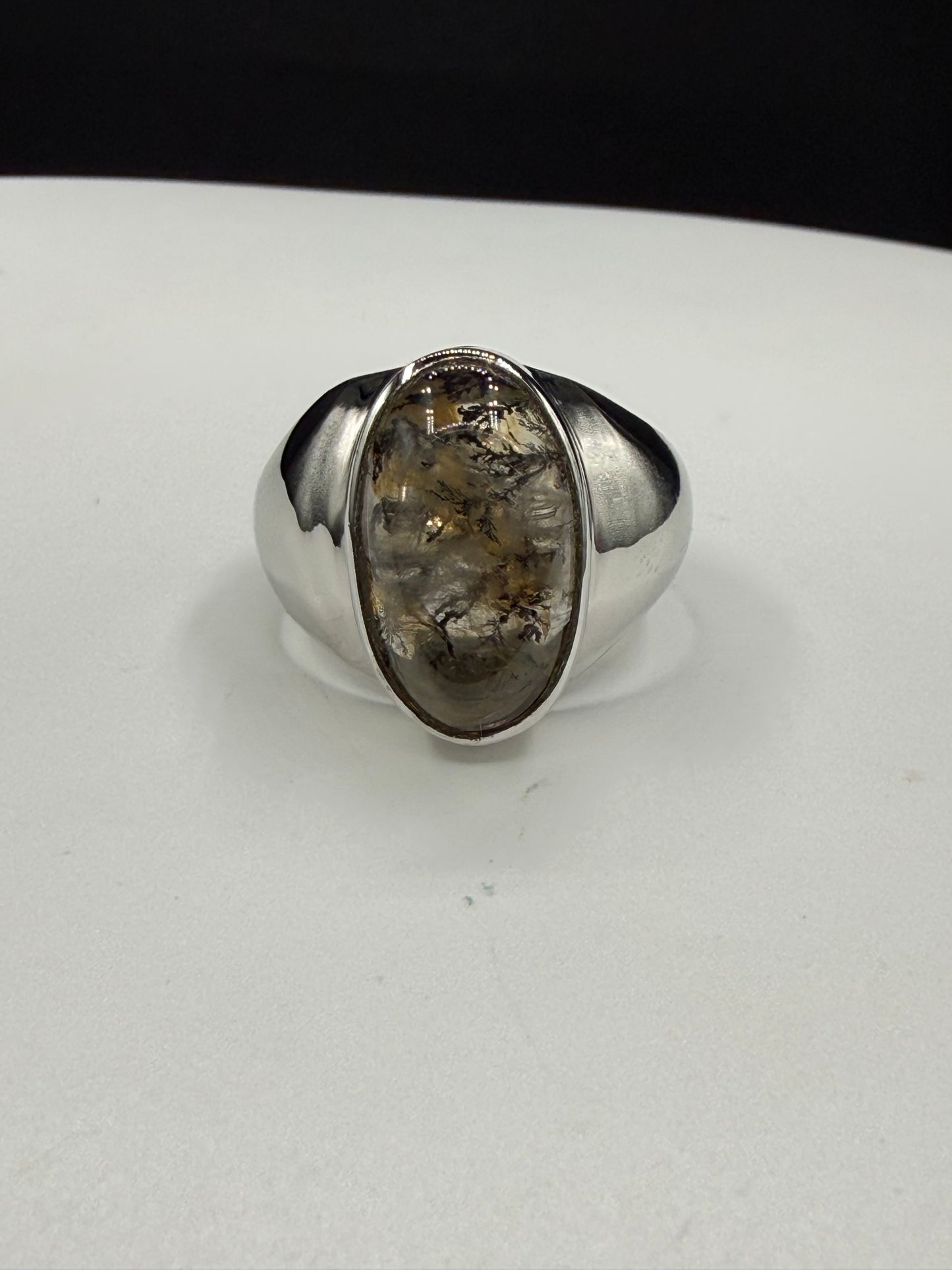 Natural Dendritic Quartz Sterling Silver Ring (Size 8.75)